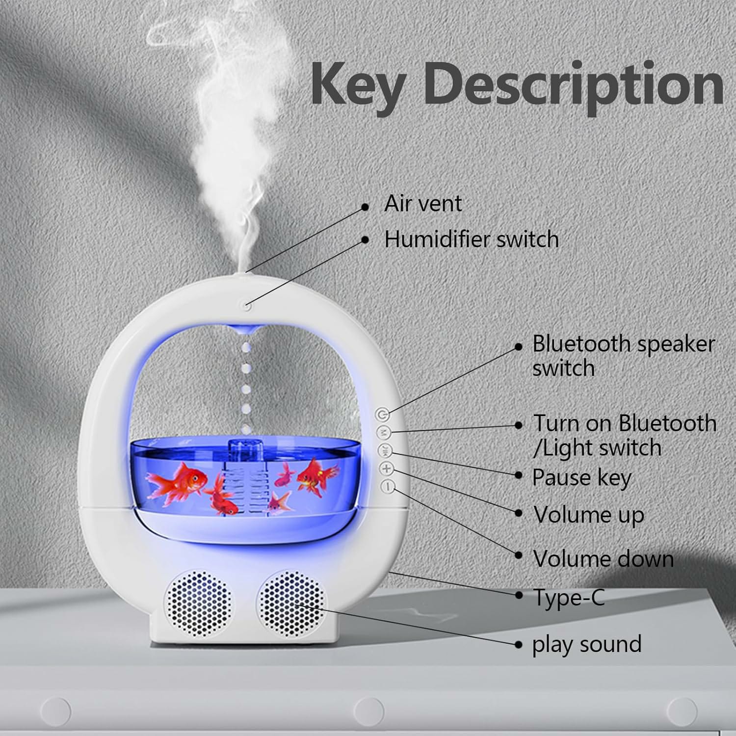 فواحة اربعة في واحد حوض سمك مكبر صوت بلوتوث قطرات الجاذبية جودة عالية ضمان سنة كاملة