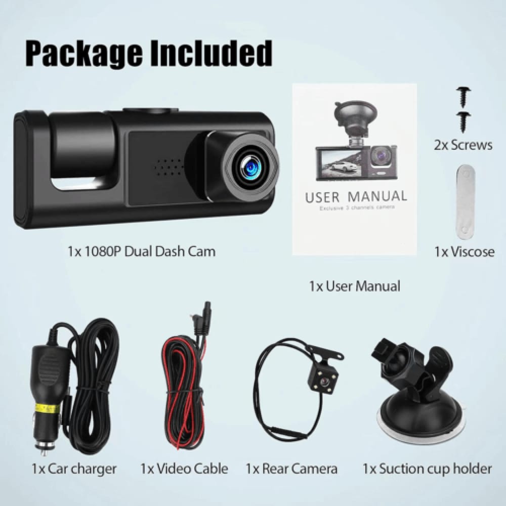 كاميرا السيارة الذكية ثلاثية العدسات 🚘